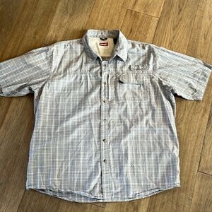 WRANGLER | 100% cotton plaid short sleeve button down, size XL